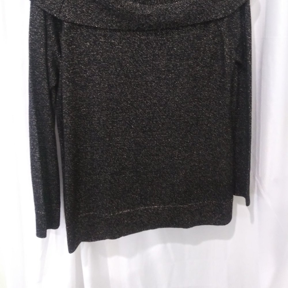 MICHAEL KORS  BLACK METALLIC GOLD COWL SWEATER XL